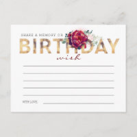 Share a Memory or Birthday Wish Burgundy and Blush
