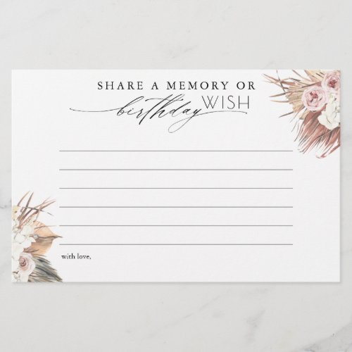 Share a Memory Or Birthday Wish Card For Guests