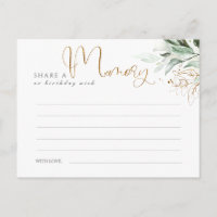 Share a Memory or Birthday Wish Gold and Greenery