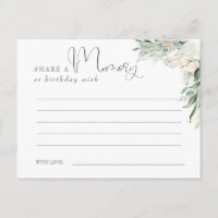 Share a Memory or Birthday Wish Gold and Greenery