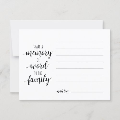 Share a memory or word to the family sympathy card