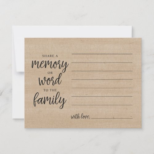 Share a memory or word to the family sympathy card