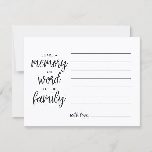 Share a memory or word to the family sympathy card