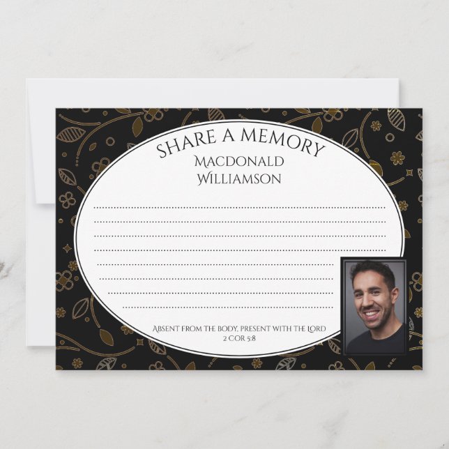 SHARE A MEMORY | Photo | Funeral Condolence Card (Front)