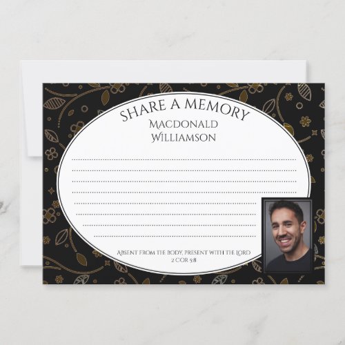 SHARE A MEMORY  Photo  Funeral Condolence Card
