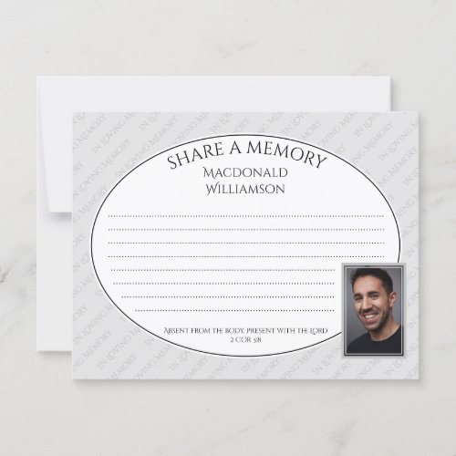 SHARE A MEMORY  Photo  Funeral Condolence Card