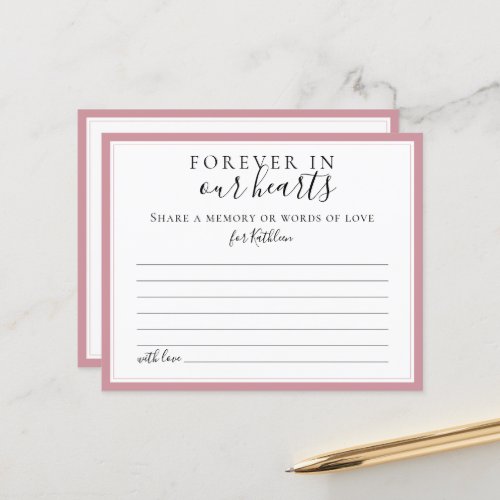 Share a Memory Simple Funeral Attendance Card