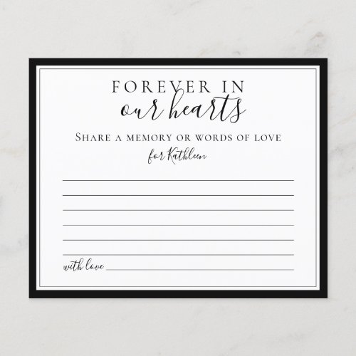 Share a Memory Simple Funeral Attendance Card