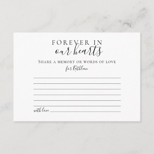 Share a Memory Simple Funeral Attendance Card