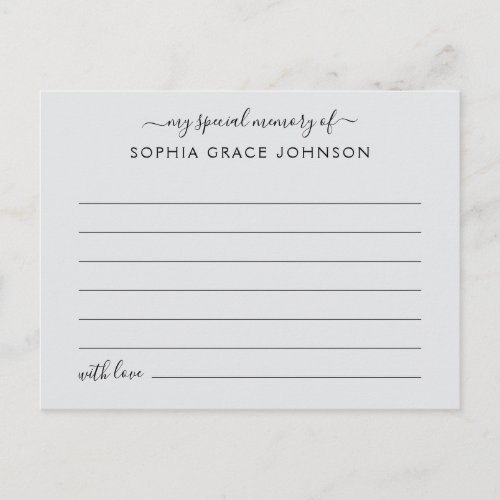 Share A Memory Simple Funeral Postcard