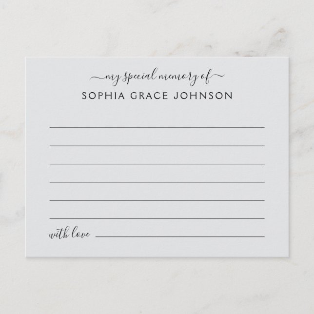 Share A Memory Simple Funeral Postcard (Front)