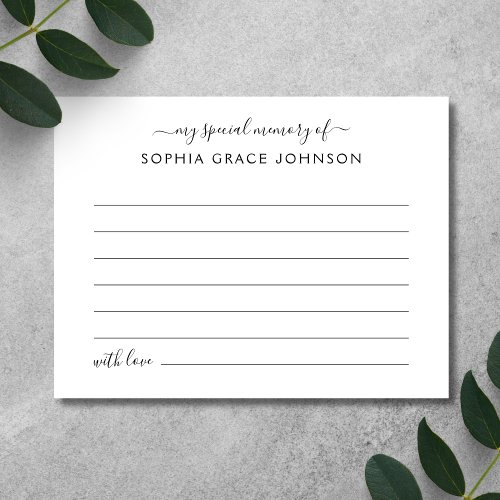 Share A Memory Simple Funeral Postcard