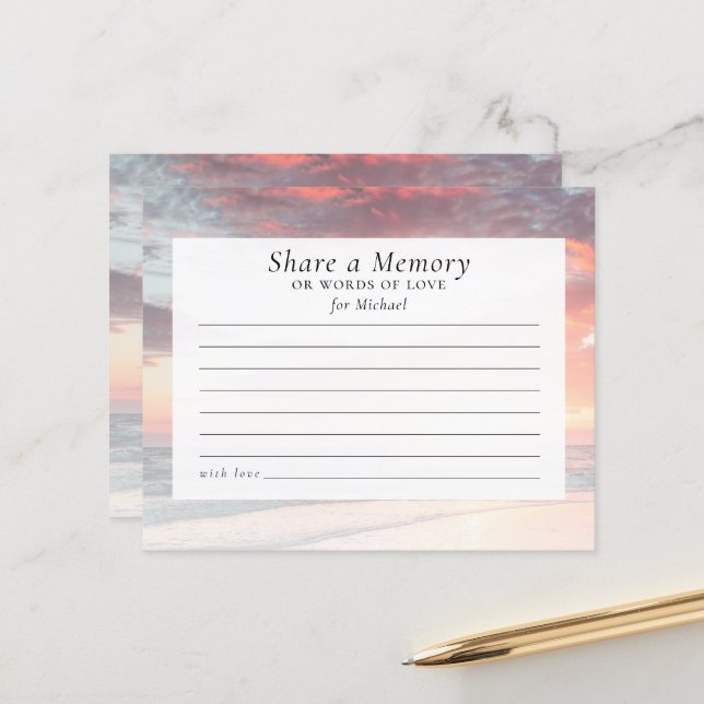 Share a Memory Sunset Funeral Attendance Card (Front/Back In Situ)