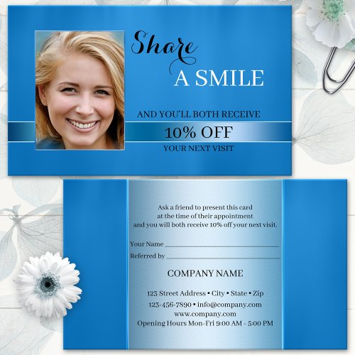 Share A Smile Blue Referral Business Card