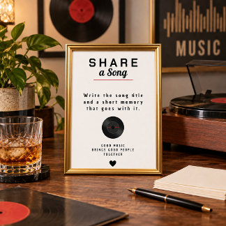 Share a Song Vinyl Record Birthday Memory Poster