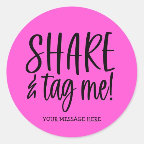 Share and Tag Instagram Hot Pink Business Sticker