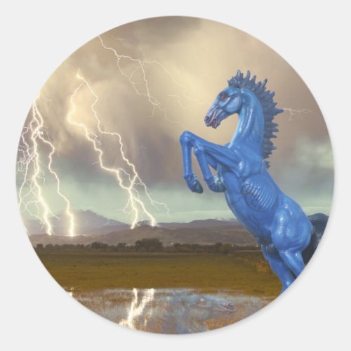 Share Favorite DIA Mustang Bronco Lightning Stor Classic Round Sticker