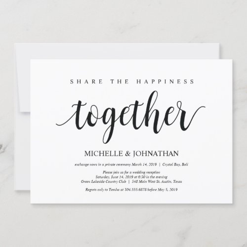 Share happiness Wedding Elopement Invitation card