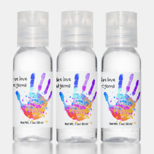 Share love not germs colorful Handprint Hand Sanitizer