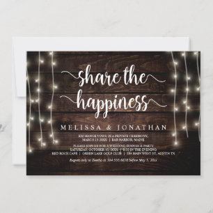 Share the happiness, Rustic Elopement Party Invitation