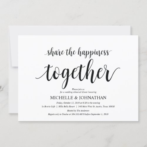 Share the happiness wed Rehearsal Dinner invites