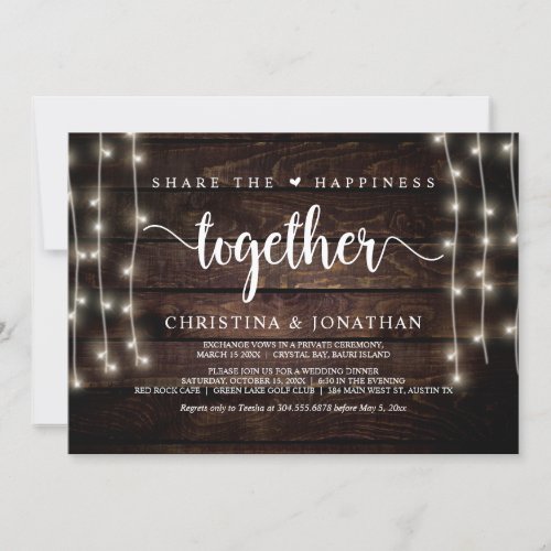 Share the happiness Wedding Dinner Elopement Invitation