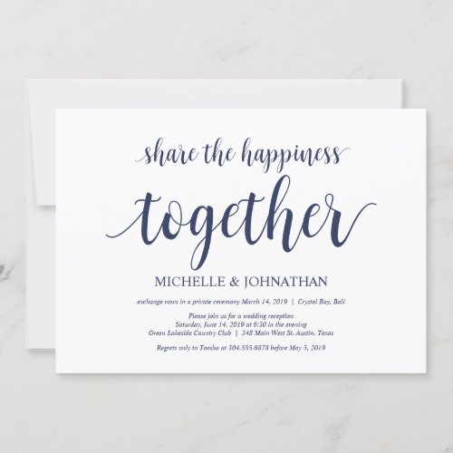 Share the happiness Wedding Elopement Invites