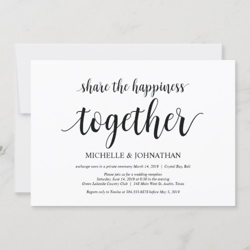 Share the happiness Wedding Elopement Invites