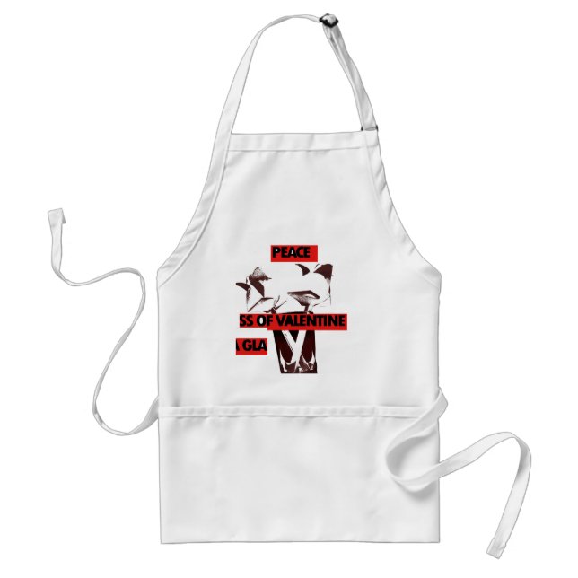Share the Love: A Glass of Valentine Peace Art  Adult Apron (Front)