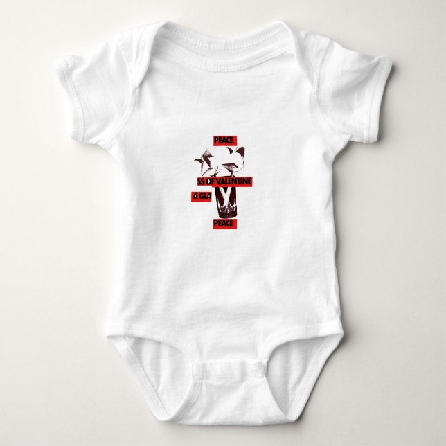 Share the Love: A Glass of Valentine Peace Art  Baby Bodysuit (Front)