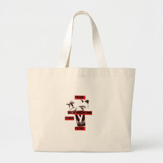 Share the Love: A Glass of Valentine Peace Art Large Tote Bag