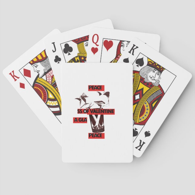 Share the Love: A Glass of Valentine Peace Art  Poker Cards (Back)