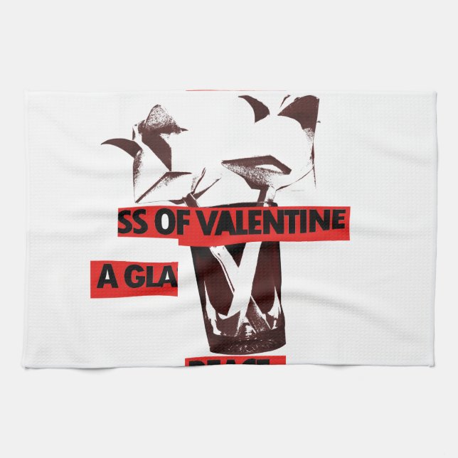 Share the Love: A Glass of Valentine Peace Art  Towel (Horizontal)