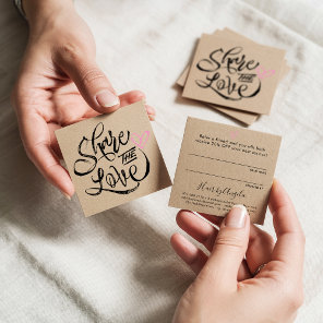 Share the love brown kraft black script typography referral card