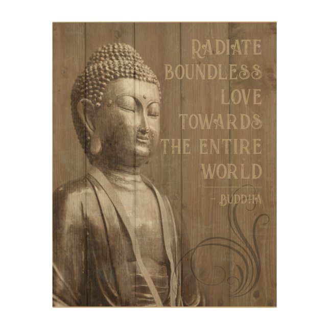 Share the Love Buddhist Wood Effect Buddha Quote Wall Decor (Front)