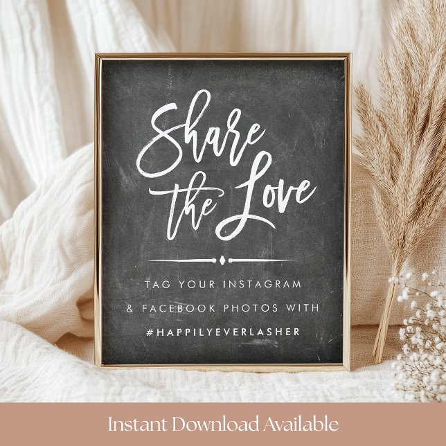 Share the Love | Chalkboard Wedding Hashtag Poster (Creator Uploaded)