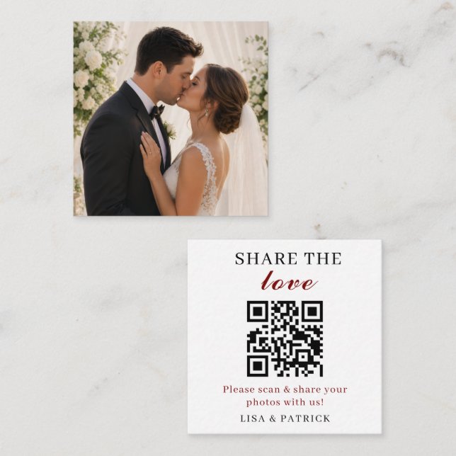 Share the Love Custom QR Code Wedding Card (Front/Back)