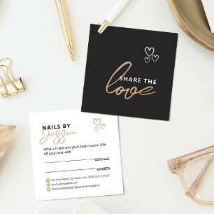 Share the Love Elegant Black Script Typography Referral Card