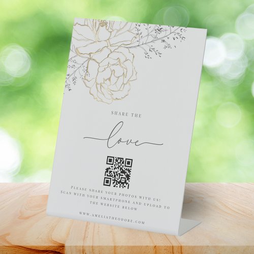 Share the Love Elegant Share Wedding Photo QR Code Pedestal Sign