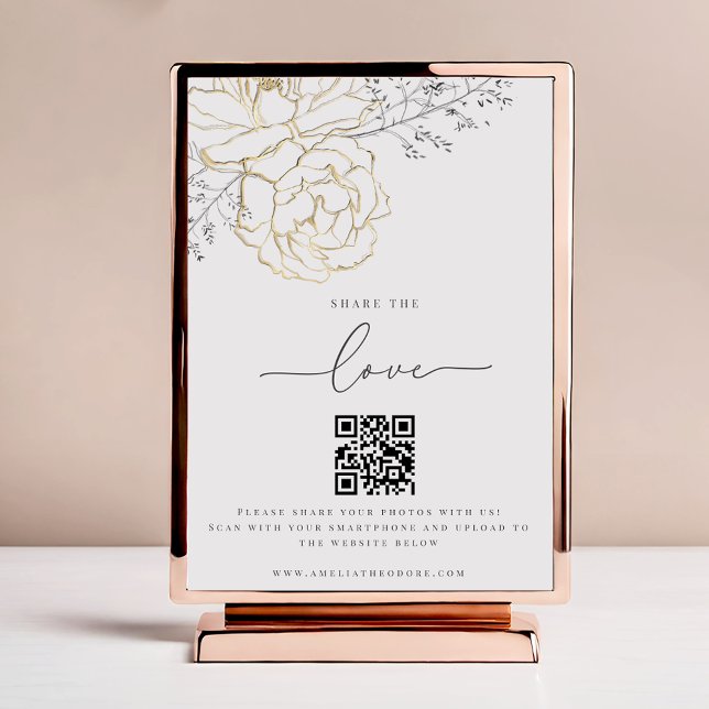 Share the Love Elegant Wedding Photo Share QR Code Print (Creator Uploaded)