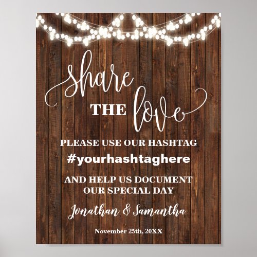 Share the Love Hashtag Wedding Bridal Shower Sign