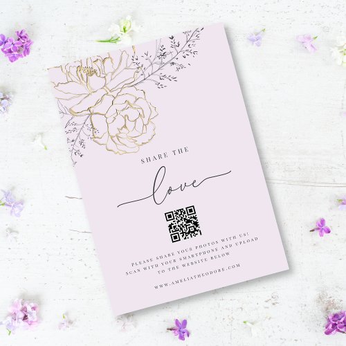 Share the Love Lilac Wedding Photo Sharing QR Code Enclosure Card