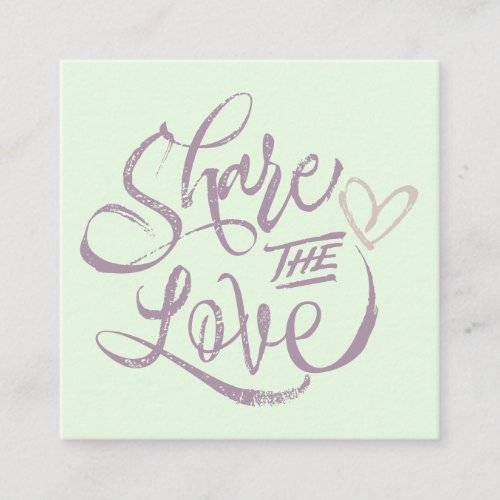 Share the love mint purple brush script typography referral card