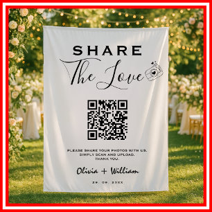 Share The Love Modern QR Code Wedding Backdrop