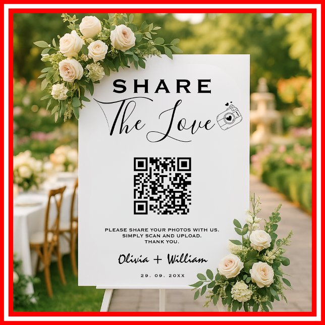 Share The Love Modern Simple QR Code Wedding Sign (Creator Uploaded)