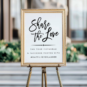 Share the Love Modern Wedding Hashtag Poster