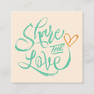 Share the love peach green brush script typography referral card