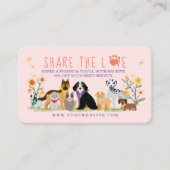 Share The Love Pet Family Pet Care & Grooming Pink Business Card (Front)