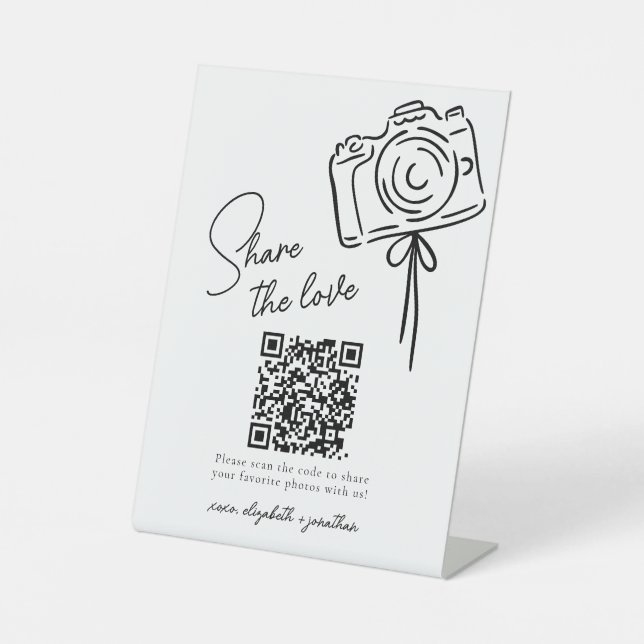 Share The Love Photo Share QR Code Wedding Pedestal Sign (Front)
