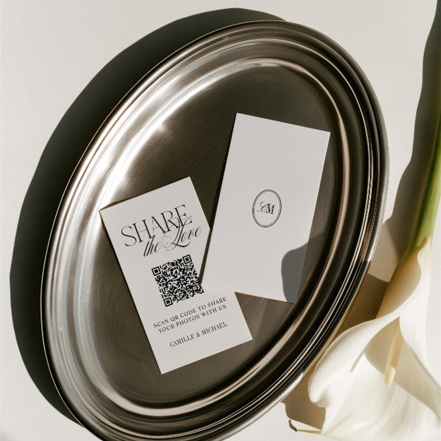 Share the Love QR Code Monogram Wedding  Enclosure Card (Share the Love QR Code Monogram Wedding Enclosure Card)